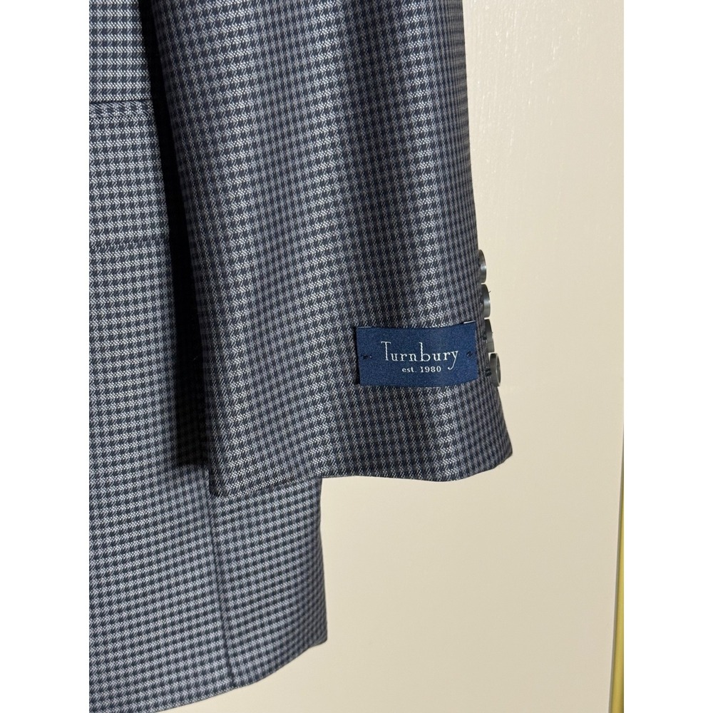 Turnbury Mens‎ 48L Wool Silk Blend Blazer Grey Micro Houndstooth Sport Coat 48 L - Picture 3 of 10